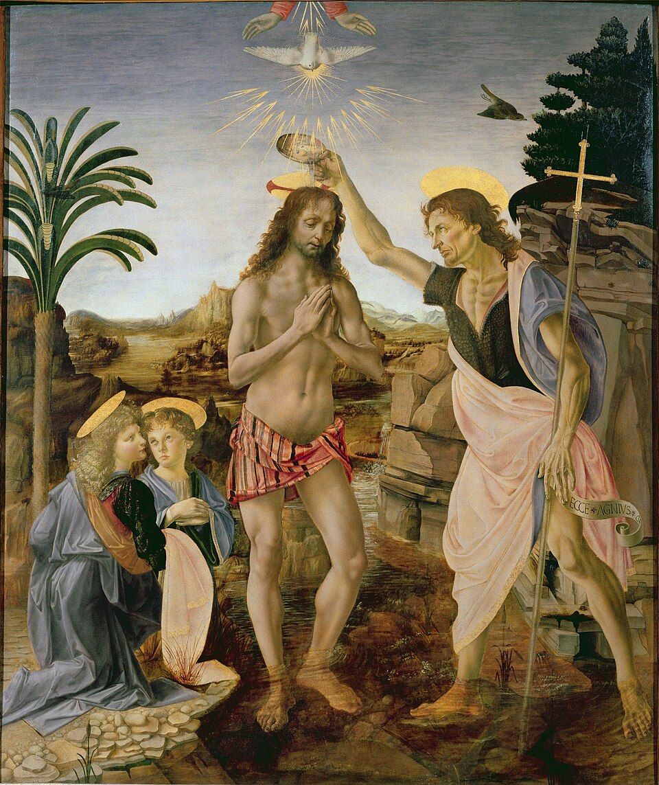 Le Baptême du Christ par Andréa Verrocchio et Léonard de Vinci, 1472-1475 Image