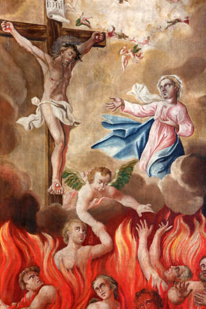 Les âmes du purgatoire. tableau. Église Saint-Nicolas de Véroce. Saint-Nicolas de Véroce/ Saint-Gervais-les-Bains. 18ème. Image
